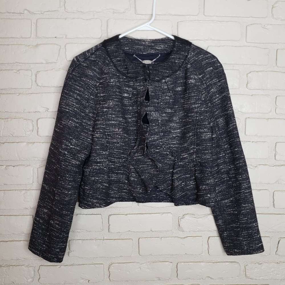 Magaschoni Collection Tweed Ruffle Blazer 10